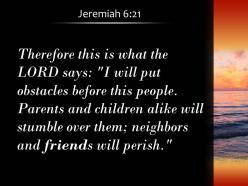 Jeremiah 6 21 i will put obstacles before this powerpoint church sermon