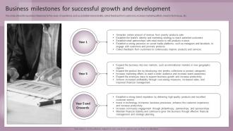 Jewelry Business Plan Business Milestones For Successful Growth Development BP SS
