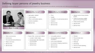 Jewelry Business Plan Defining Buyer Persona Of Jewelry Business BP SS