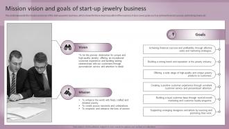 Jewelry Business Plan Mission Vision And Goals Of Start Up Jewelry Business BP SS