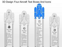 Jf 3d design four aircraft text boxes and icons powerpoint template