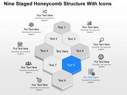 Jg nine staged honeycomb structure with icons powerpoint template