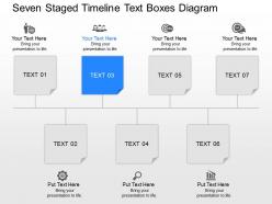 Jh seven staged timeline text boxes diagram powerpoint template