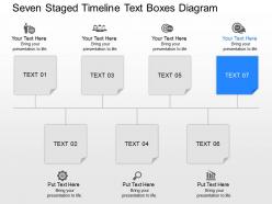 Jh seven staged timeline text boxes diagram powerpoint template