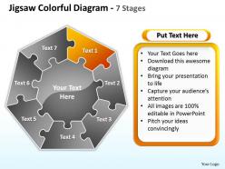 Jigsaw colorful diagram 7 stages powerpoint templates graphics slides 0712