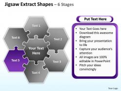 Jigsaw extract shapes 6 stages powerpoint diagrams presentation slides graphics 0912