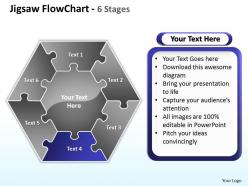 Jigsaw flowchart 6 stages powerpoint templates graphics slides 0712
