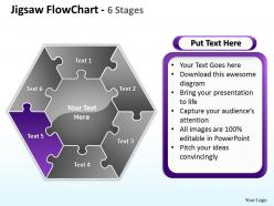 Jigsaw flowchart 6 stages powerpoint templates graphics slides 0712