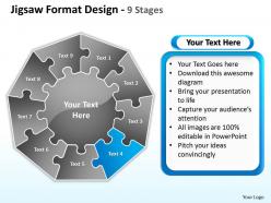 Jigsaw format design 9 stages powerpoint templates graphics slides 0712