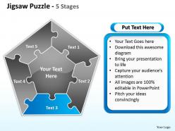Jigsaw puzzle 5 stages powerpoint templates graphics slides 0712