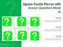 Jigsaw puzzle pieces with green question mark