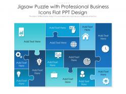 Jigsaw puzzle with professional business icons flat ppt design infographic template