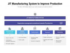 Jit manufacturing system to improve production