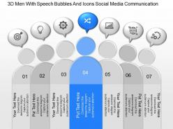 Jj 3d men with speech bubbles and icons social media communication powerpoint template