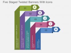 Jk five staged twisted banners with icons flat powerpoint design