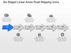 Jk six staged linear arrow road mapping icons powerpoint template