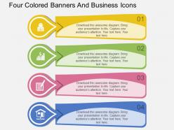 Jl four colored banners and business icons flat powerpoint design
