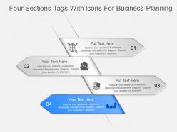Jl four sections tags with icons for business planning powerpoint template