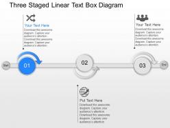 Jl three staged linear text box diagram powerpoint template