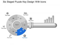 Jm six staged puzzle key design with icons powerpoint template