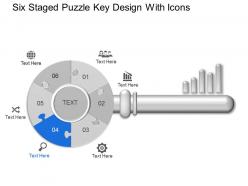 Jm six staged puzzle key design with icons powerpoint template