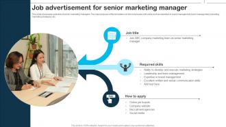 Job Advertisement For Senior Marketing Manager