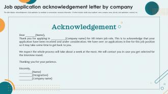 Job Application Acknowledgement Letter By Company
