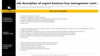 Job Description Of Export Business Key Exporting Venture Business Plan BP SS Analytical Colorful