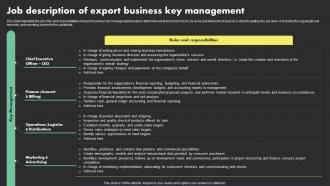 Job Description Of Export Business Key Overseas Sales Business Plan BP SS