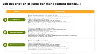 Job Description Of Juice Bar Management Organic Juice Bar Franchise BP SS Images Editable