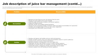 Job Description Of Juice Bar Management Organic Juice Bar Franchise BP SS Good Editable