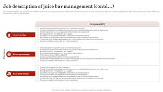 Job Description Of Juice Bar Management Smoothie Bar Business Plan BP SS Multipurpose Template