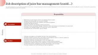 Job Description Of Juice Bar Management Smoothie Bar Business Plan BP SS Graphical Template