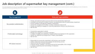 Job Description Of Supermarket Key Management Discount Store Business Plan BP SS Pre-designed Appealing