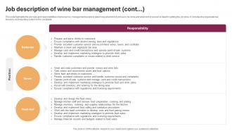 Job Description Of Wine Bar Management Wine And Cocktail Bar Business Plan BP SS Analytical Impactful