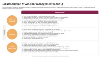 Job Description Of Wine Bar Management Wine And Cocktail Bar Business Plan BP SS Multipurpose Impactful