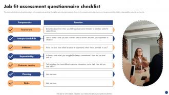 Job Fit Assessment Questionnaire Checklist