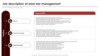 Job Of Wine Bar Management Wine And Dine Bar Business Plan BP SS