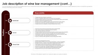 Job Of Wine Bar Management Wine And Dine Bar Business Plan BP SS Impactful Editable