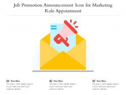 Job promotion announcement icon for marketing role appointment
