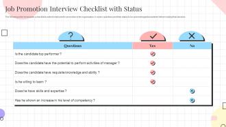 Job Promotion Interview Checklist With Status