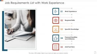 Job requirements list with work experience