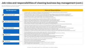 Job Roles And Responsibilities Of Cleaning Business Janitorial Service Business Plan BP SS Unique Downloadable