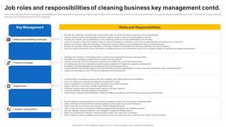 Job Roles And Responsibilities Of Cleaning Business Janitorial Service Business Plan BP SS Content Ready Downloadable