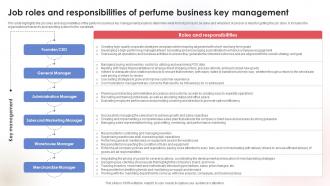 Job Roles And Responsibilities Of Fragrance Business Plan BP SS
