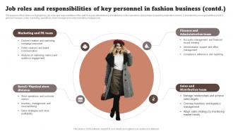 Job Roles And Responsibilities Of Key Personnel Fashion Startup Business Plan BP SS Attractive Informative