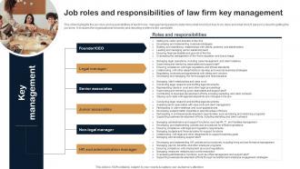 Job Roles And Responsibilities Of Law Firm Key Management Legal Firm Business Plan BP SS