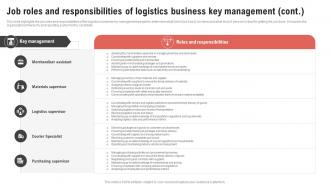 Job Roles And Responsibilities Of Logistics Center Business Plan BP SS Analytical Graphical