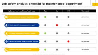 Job Safety Analysis Checklist For Maintenance Department