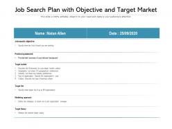 Job search plan with objective and target market